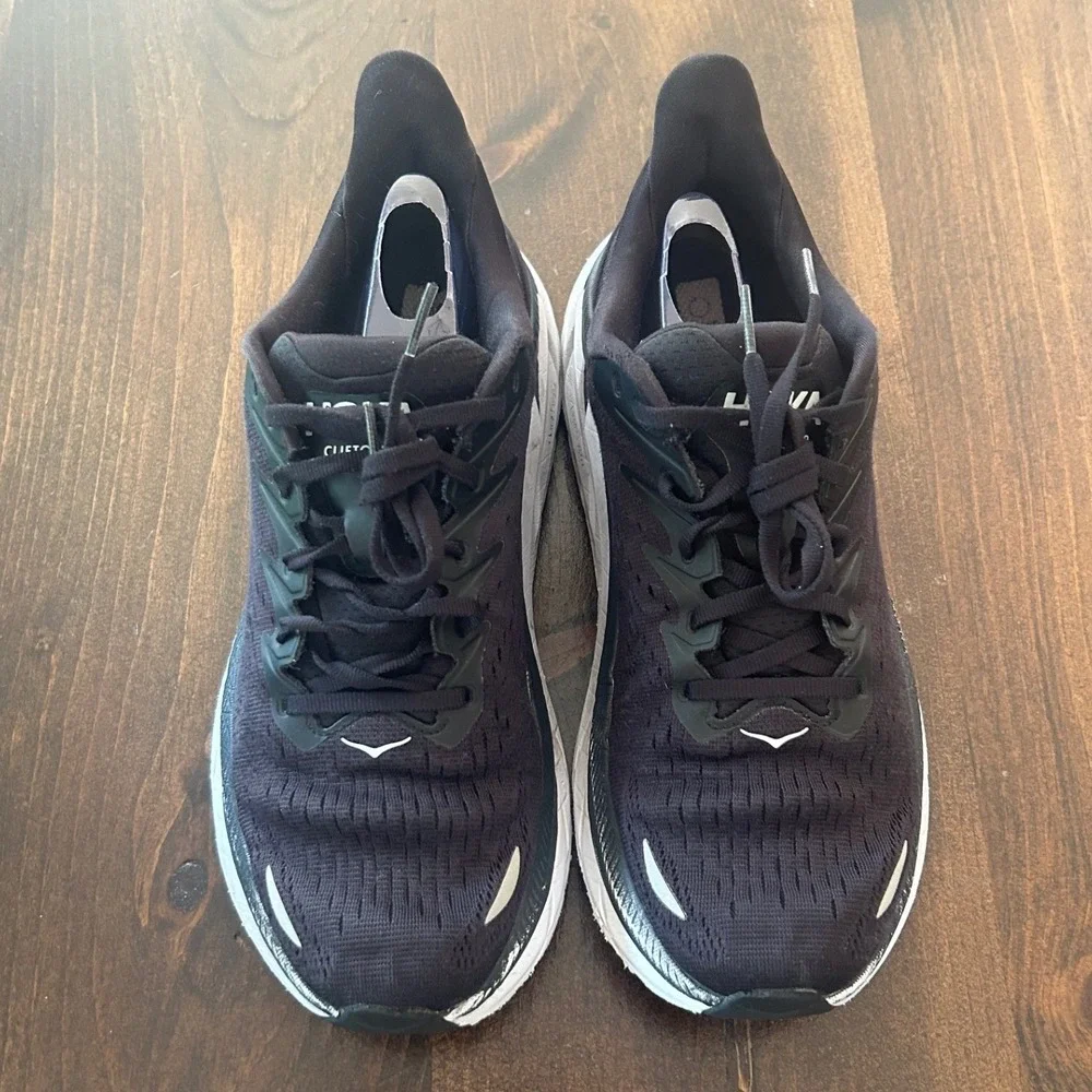Hoka Clifton 8 Running Shoes Womens 10 Black White Cushioned 1119394 Athleisure